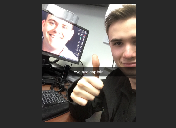 Engineer, Josh, with Adams Picture as his PC wallpaper